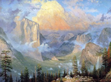 der jubilaumszug jagdgruppe mit beutewagen Painting - Yosemite Valley Thomas Kinkade